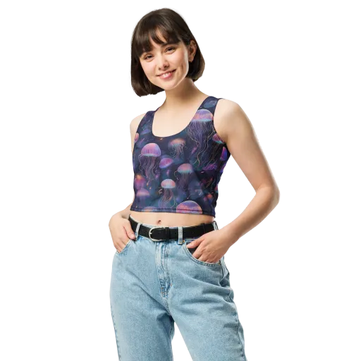Neon Moon Jelly on a Crop Top
