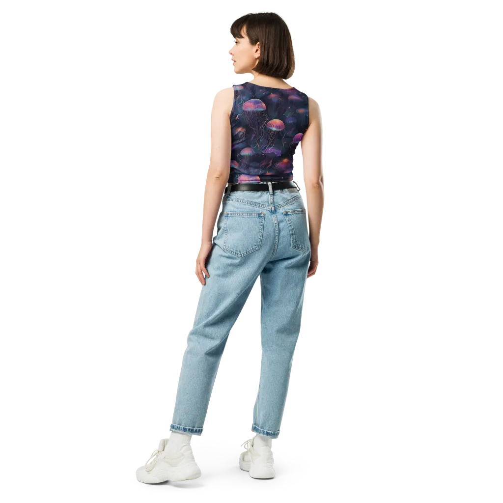 Neon Moon Jelly on Crop Top — Back