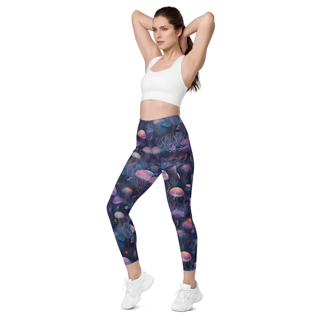 Neon Moon Jelly on Leggings with Pockets — Left Front