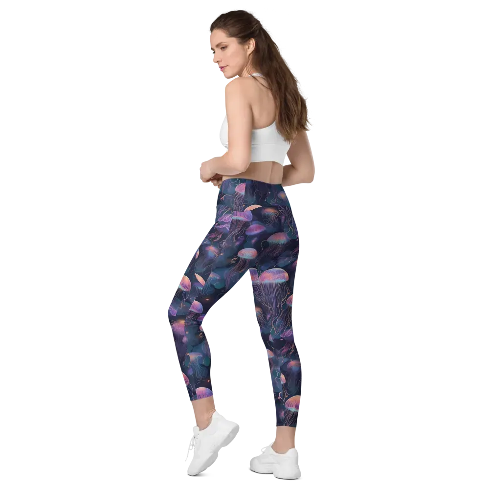 Neon Moon Jelly on Leggings with Pockets — Left Back