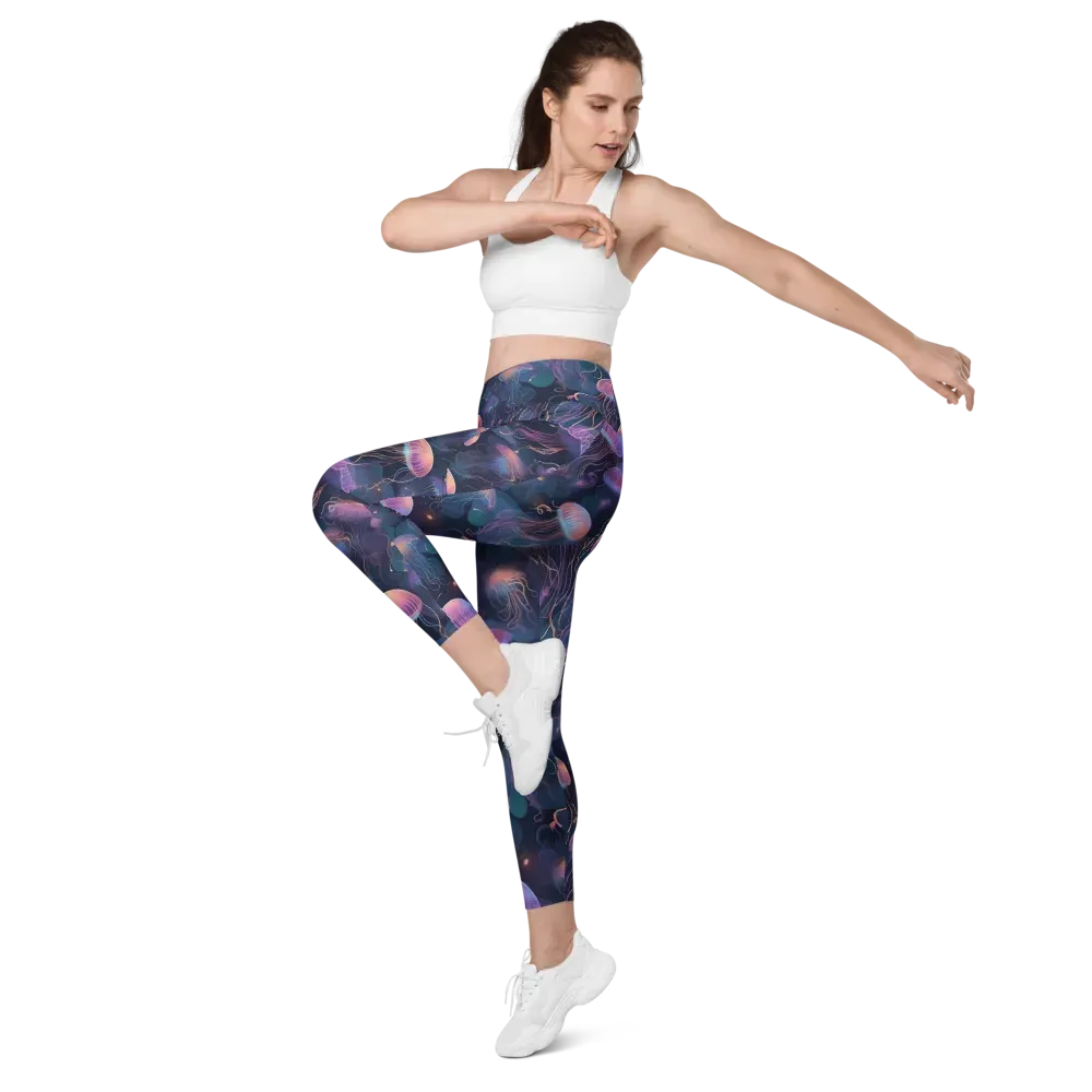 Neon Moon Jelly on Leggings with Pockets — Left Front
