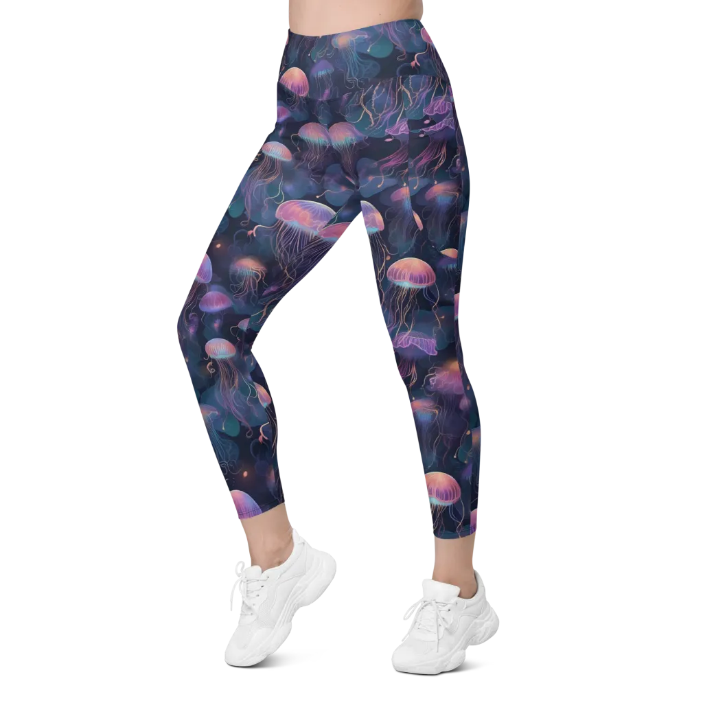 Neon Moon Jelly on Leggings with Pockets — Left Front