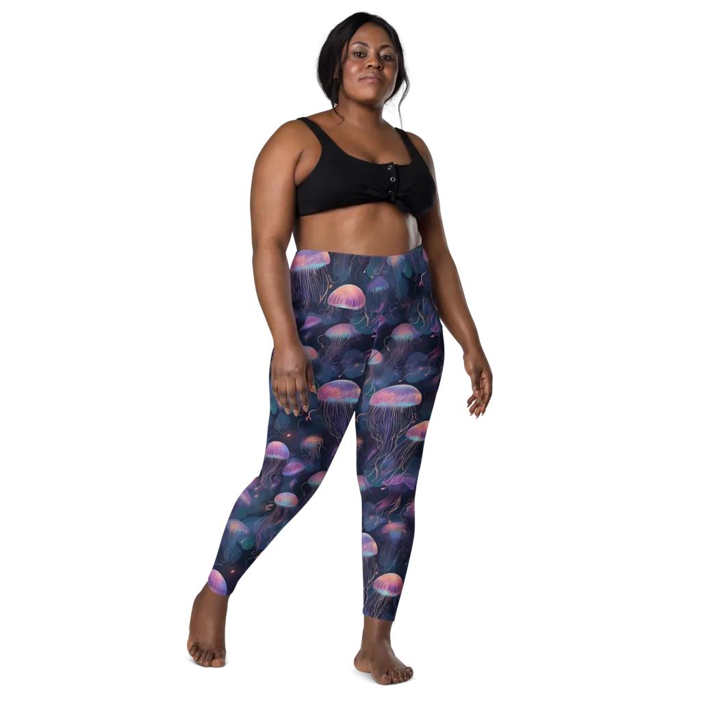 Neon Moon Jelly on Leggings with Pockets — Front