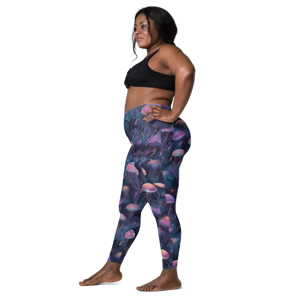Neon Moon Jelly on Leggings with Pockets — Left