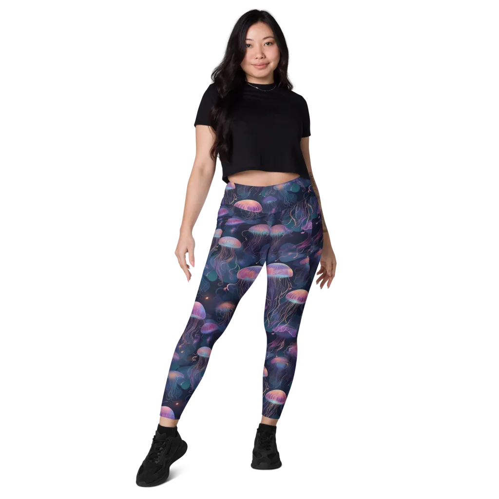 Neon Moon Jelly on Leggings with Pockets — Front