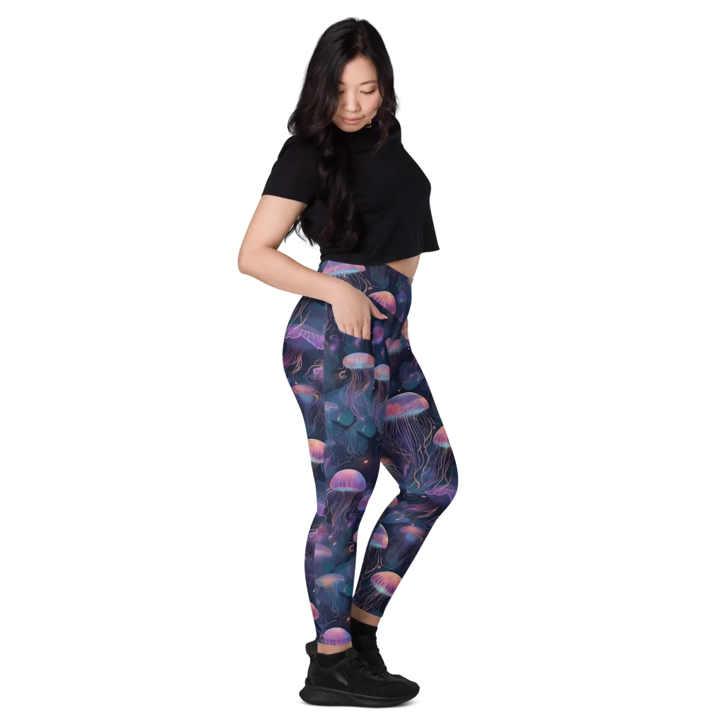 Neon Moon Jelly on Leggings with Pockets — Right