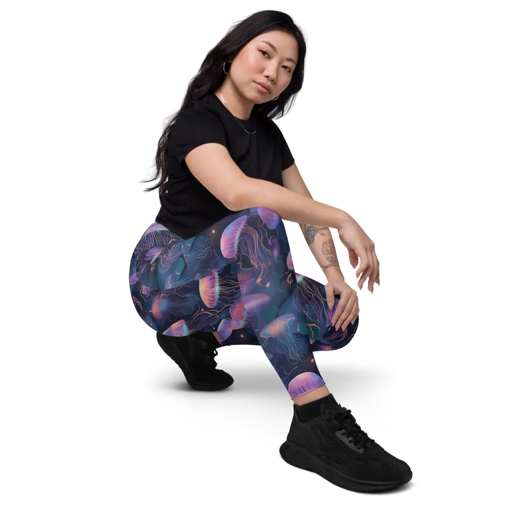Neon Moon Jelly on Leggings with Pockets — Right Front