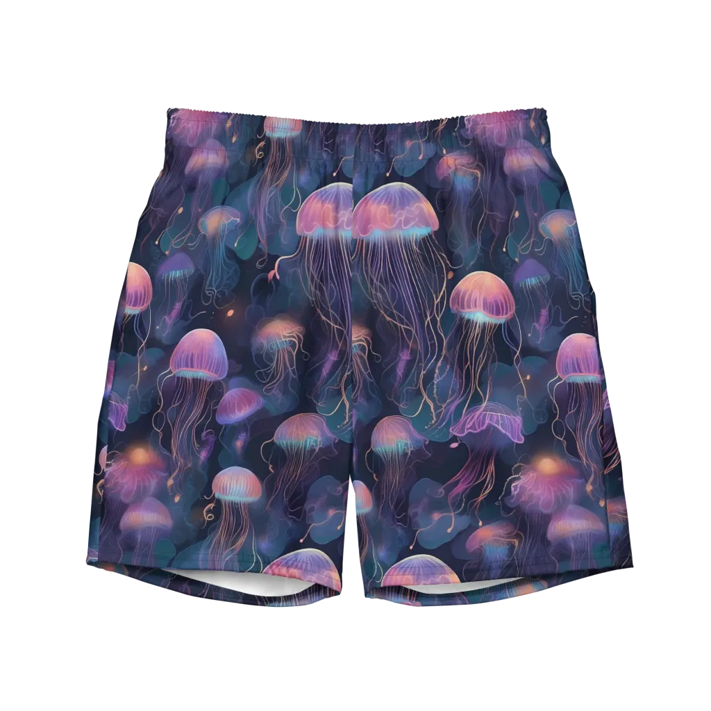 Neon Moon Jelly on Swim Trunks — Front