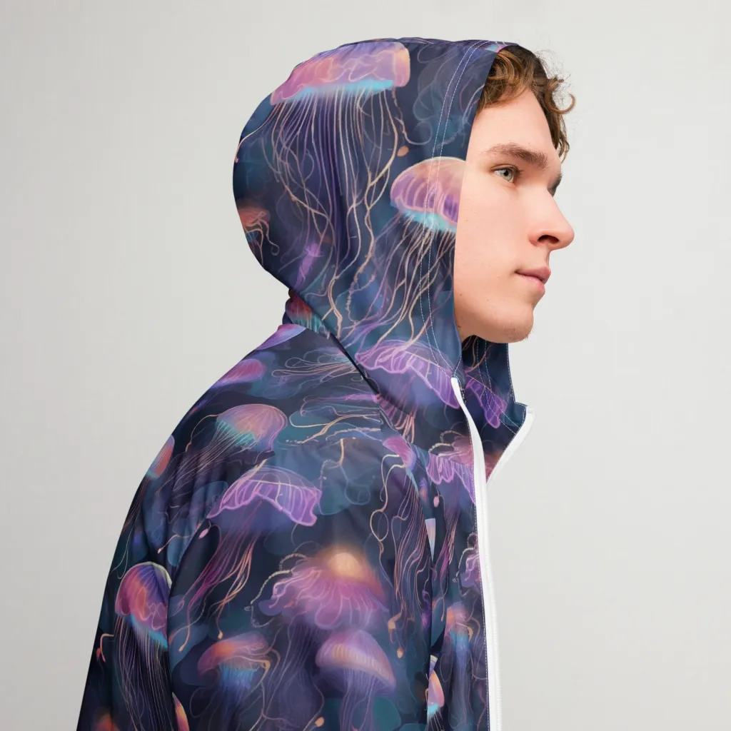 Neon Moon Jelly on Men's Windbreaker — Right