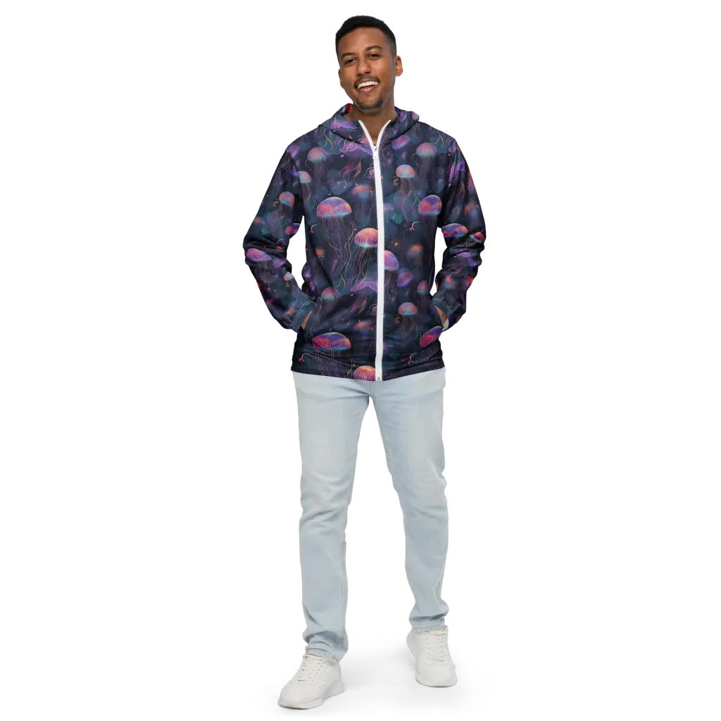 Neon Moon Jelly on Men's Windbreaker — Front