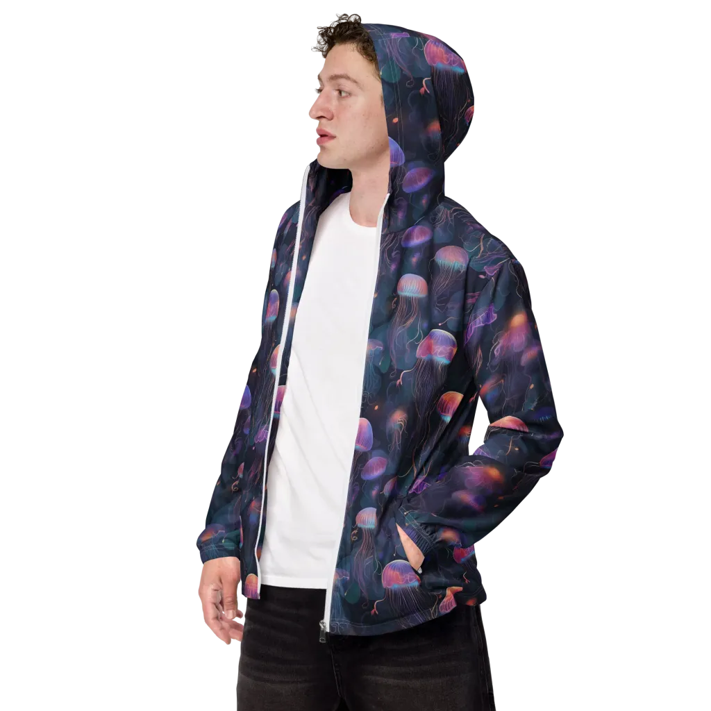 Neon Moon Jelly on Men's Windbreaker — Left Front