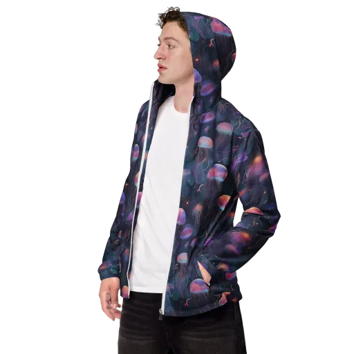 Neon Moon Jelly on a Men's Windbreaker