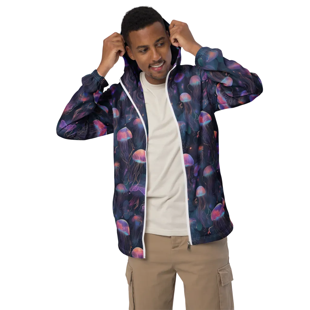 Neon Moon Jelly on Men's Windbreaker — Front