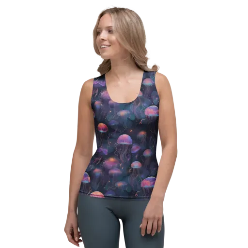 Neon Moon Jelly on a Women's Tank Top