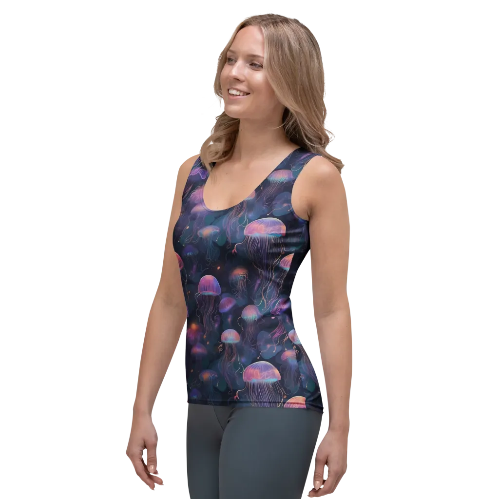 Neon Moon Jelly on Women's Tank Top — Left Front