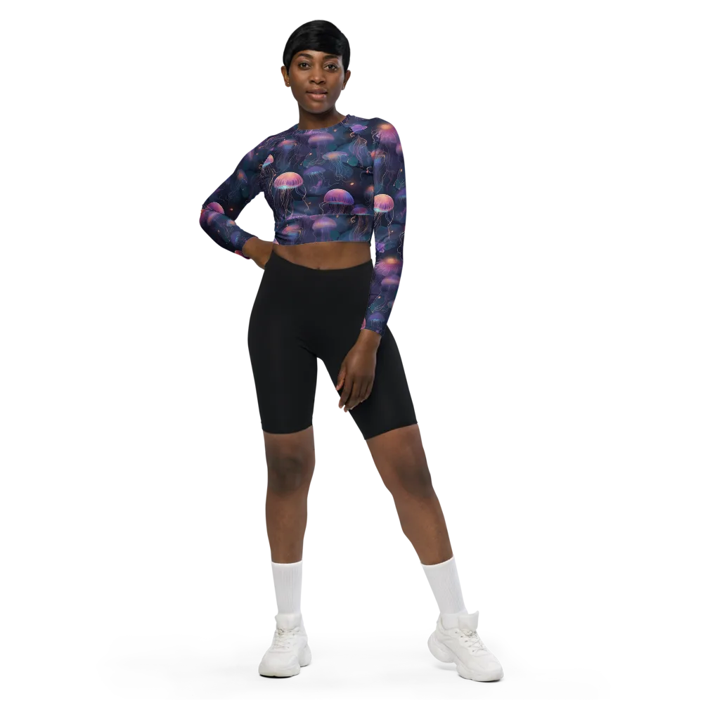 Neon Moon Jelly on Long Sleeve Crop Top — Front