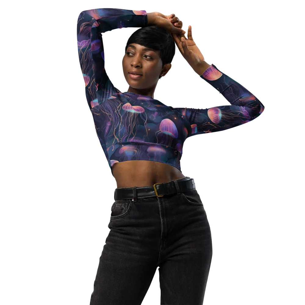 Neon Moon Jelly on Long Sleeve Crop Top — Front
