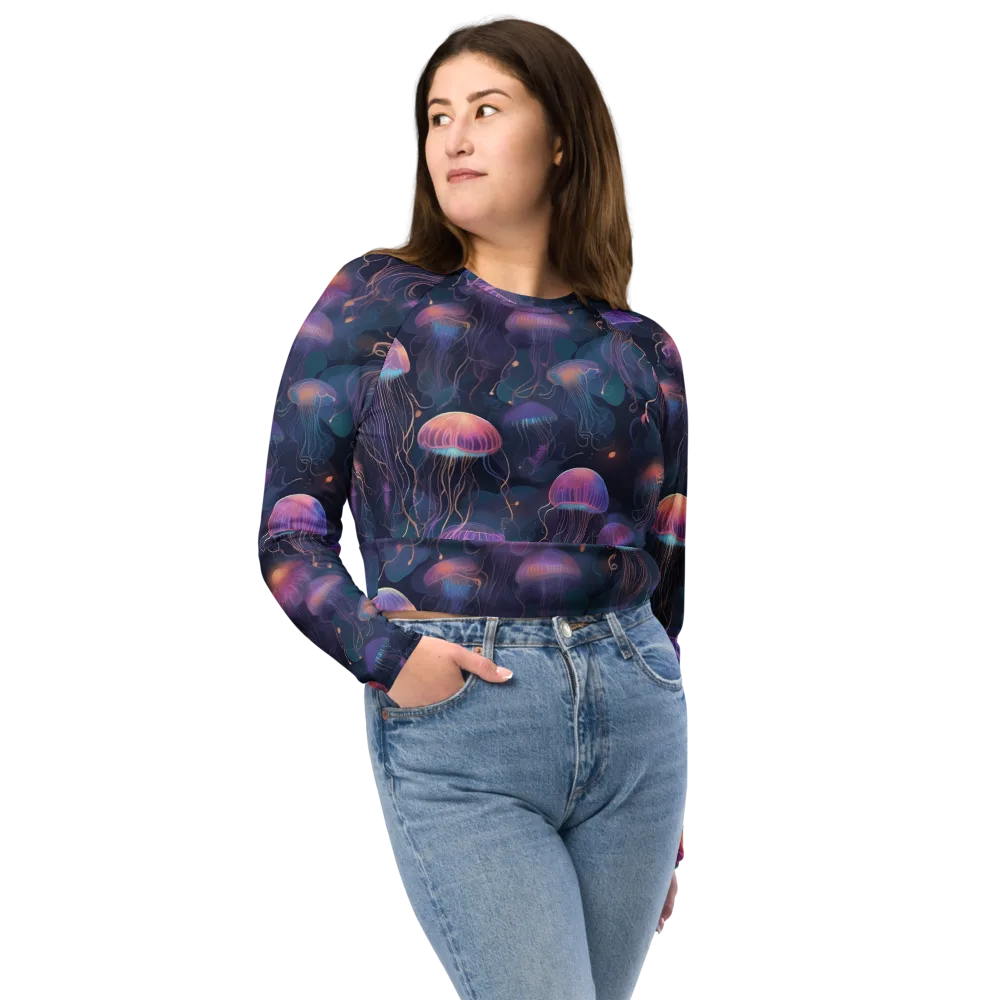 Neon Moon Jelly on Long Sleeve Crop Top — Front