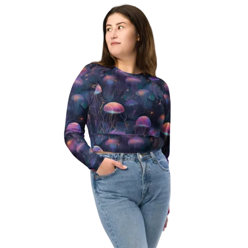 Neon Moon Jelly on a Long Sleeve Crop Top