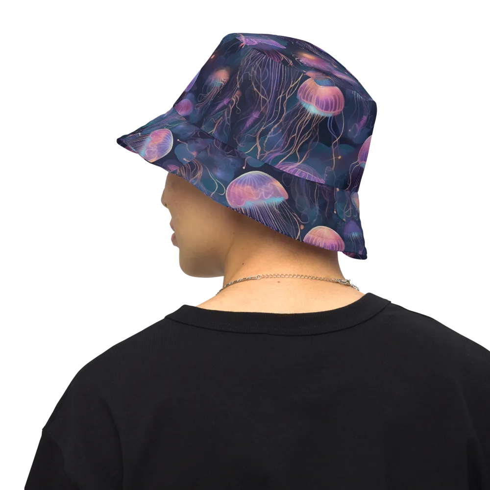 Neon Moon Jelly on Reversible Bucket Hat — Back Inside