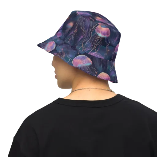 Neon Moon Jelly on a Reversible Bucket Hat