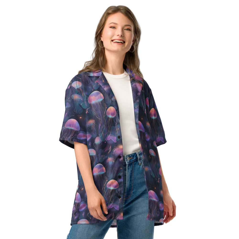 Neon Moon Jelly on Button Shirt — Front