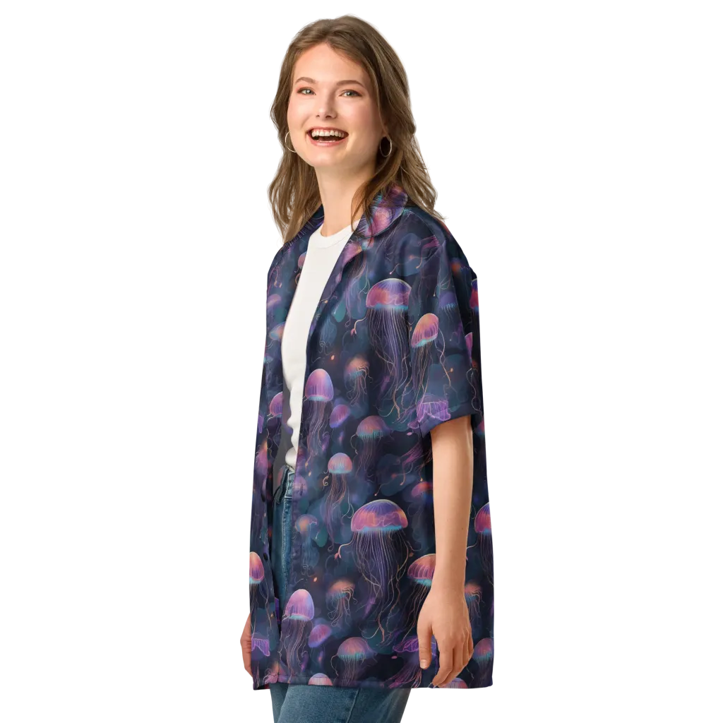 Neon Moon Jelly on Button Shirt — Left Front