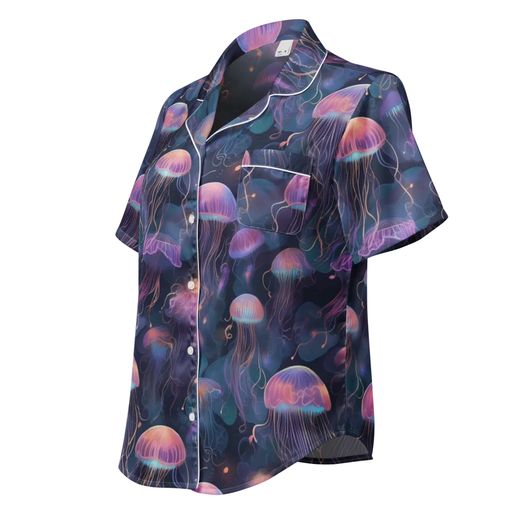 Neon Moon Jelly on Women's Short Sleeve Pajama Top — Left Front