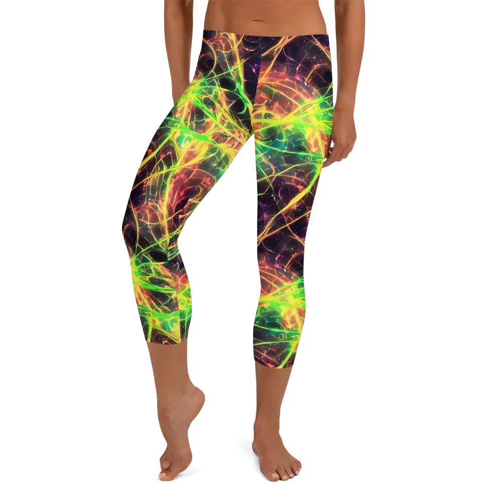 Inferno Veins on Capri Leggings — Front