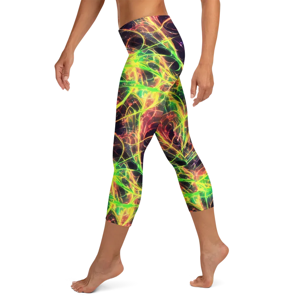 Inferno Veins on Capri Leggings — Left