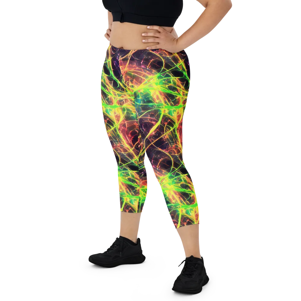 Inferno Veins on Capri Leggings — Front