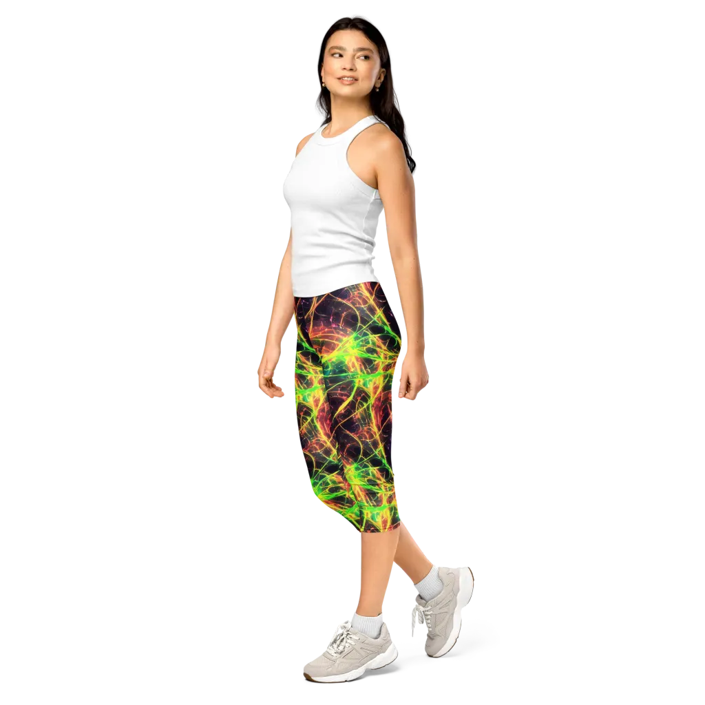 Inferno Veins on Capri Leggings — Left Front