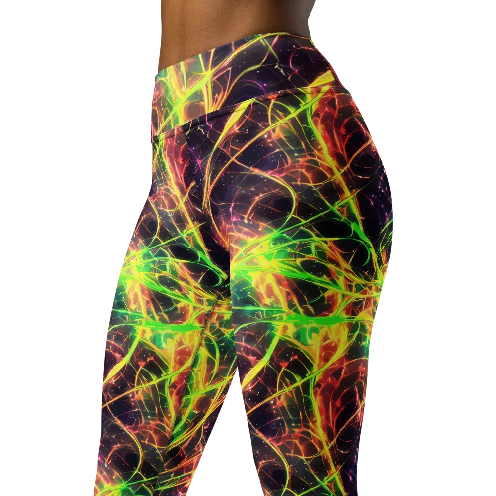 Inferno Veins on Yoga Leggings — Left Front
