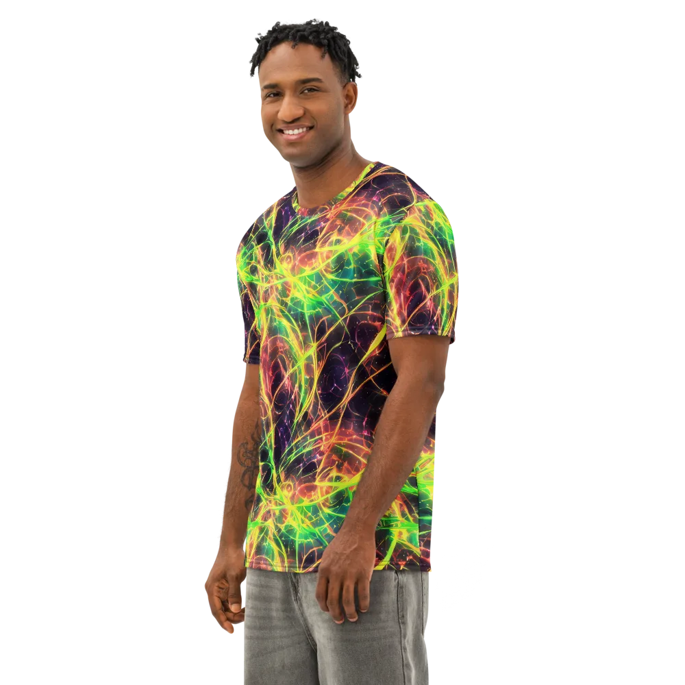 Inferno Veins on Men's Cotton Crew Neck T-Shirt — Left Front