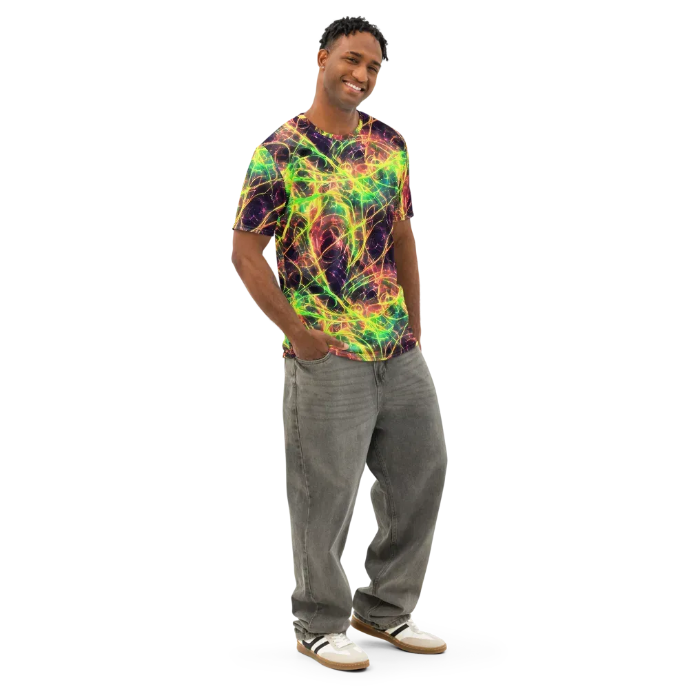 Inferno Veins on Men's Cotton Crew Neck T-Shirt — Right Front