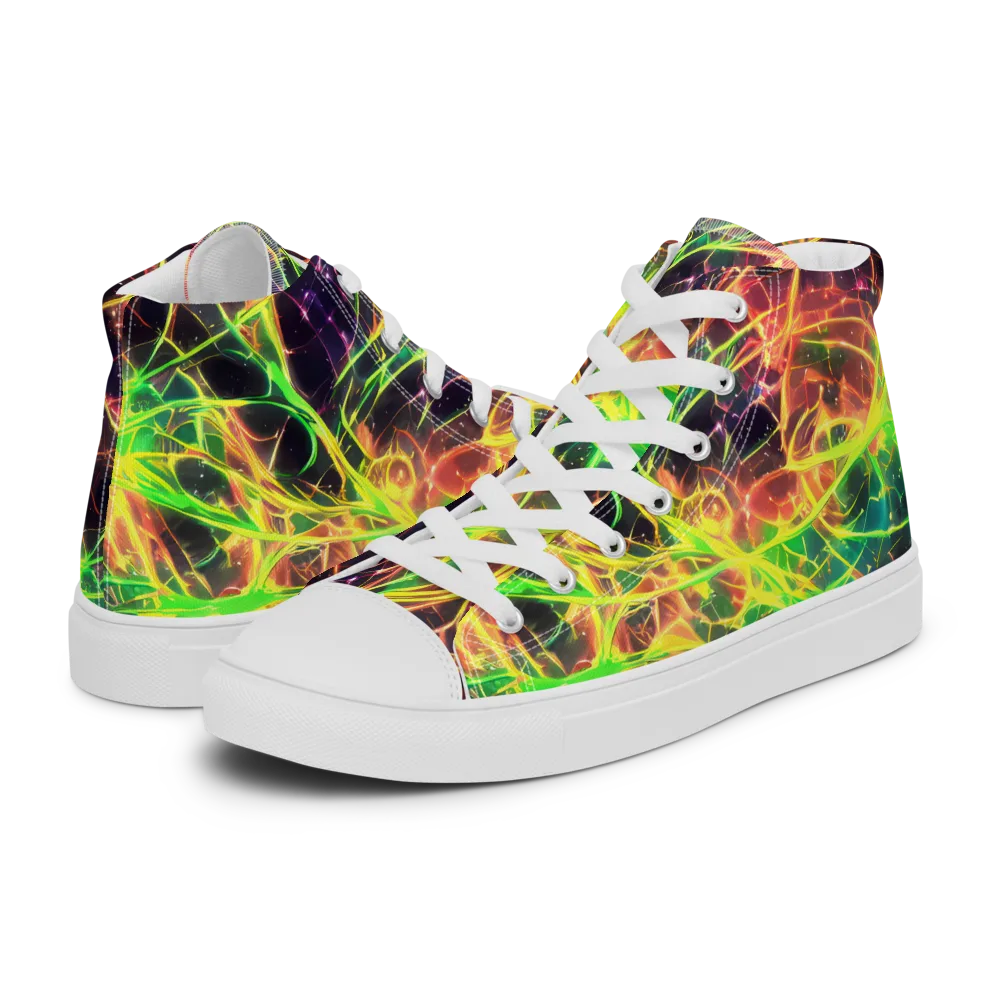 Inferno Veins on Men's High Top Canvas Shoes — Left