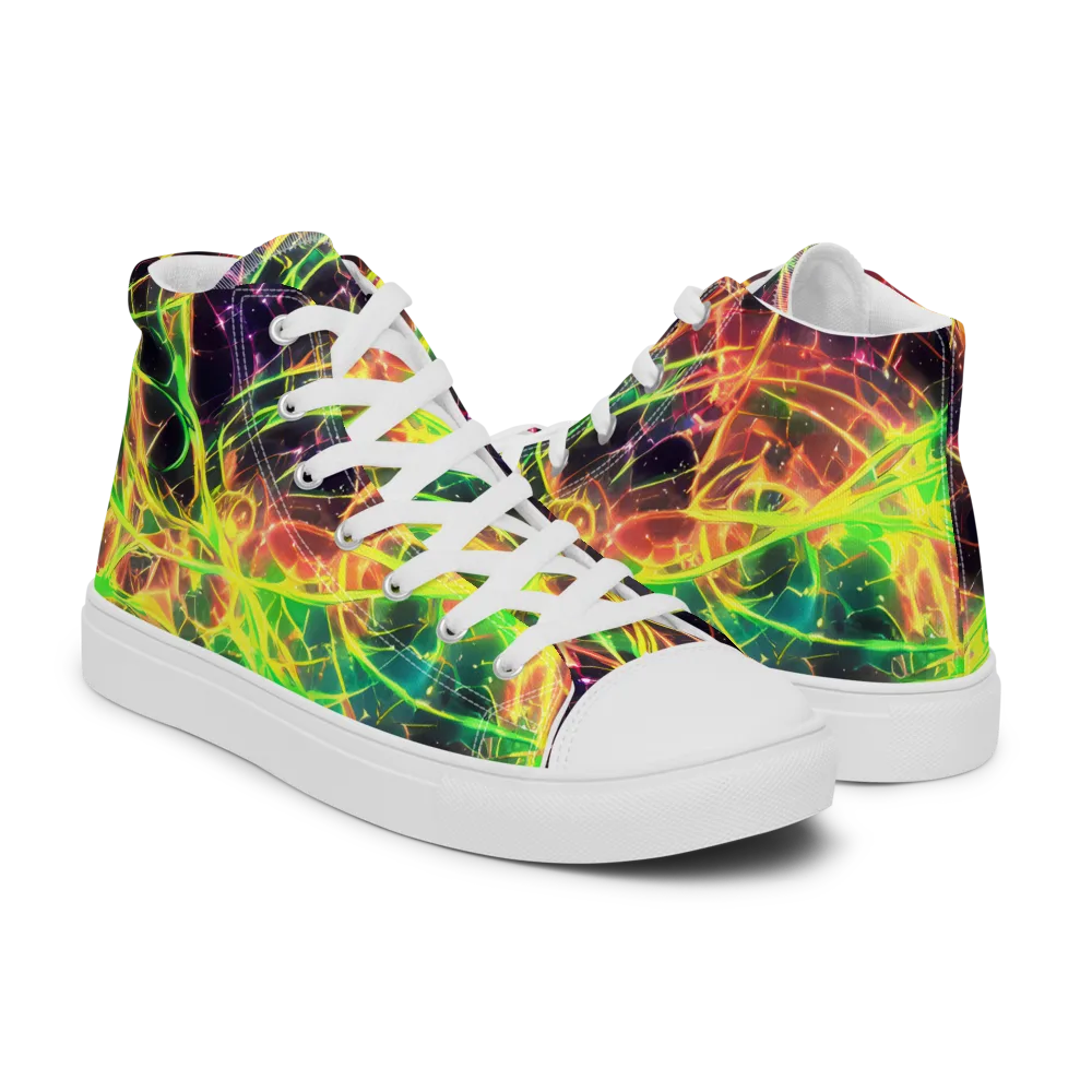 Inferno Veins on Men's High Top Canvas Shoes — Right