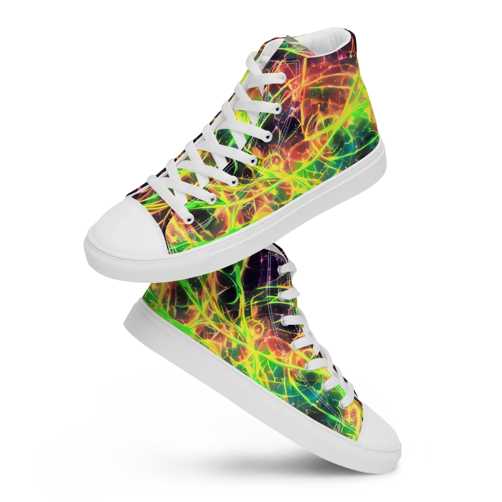 Inferno Veins on Men's High Top Canvas Shoes — Front
