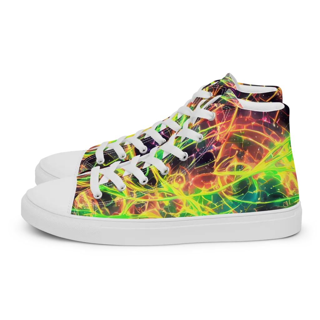 Inferno Veins on Women's High Top Canvas Shoes — Left