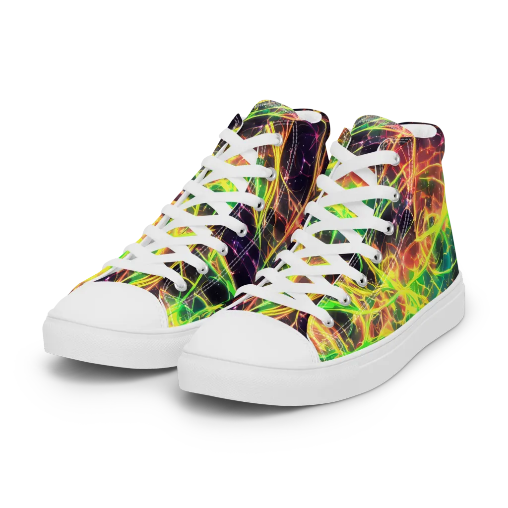 Inferno Veins on Women's High Top Canvas Shoes — Left Front