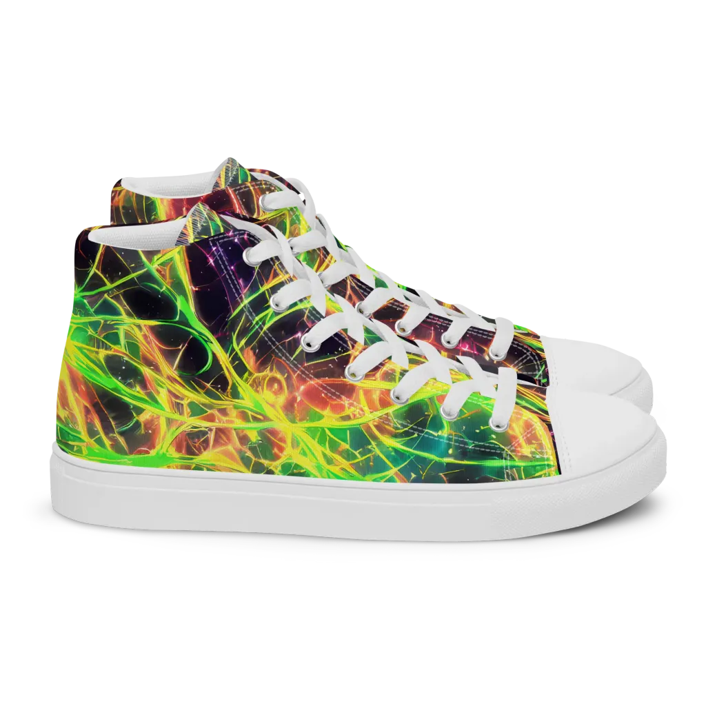 Inferno Veins on Women's High Top Canvas Shoes — Right