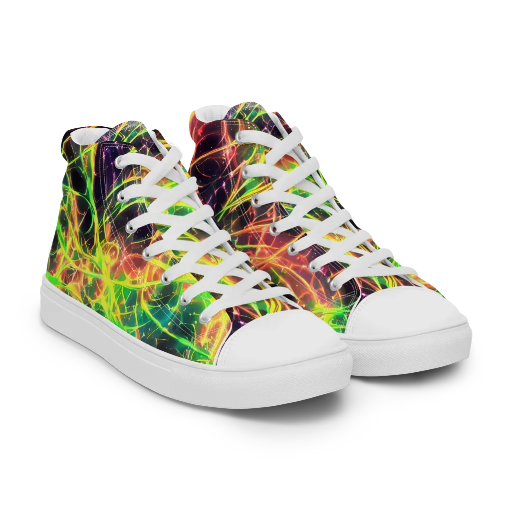Inferno Veins on Women's High Top Canvas Shoes — Right Front
