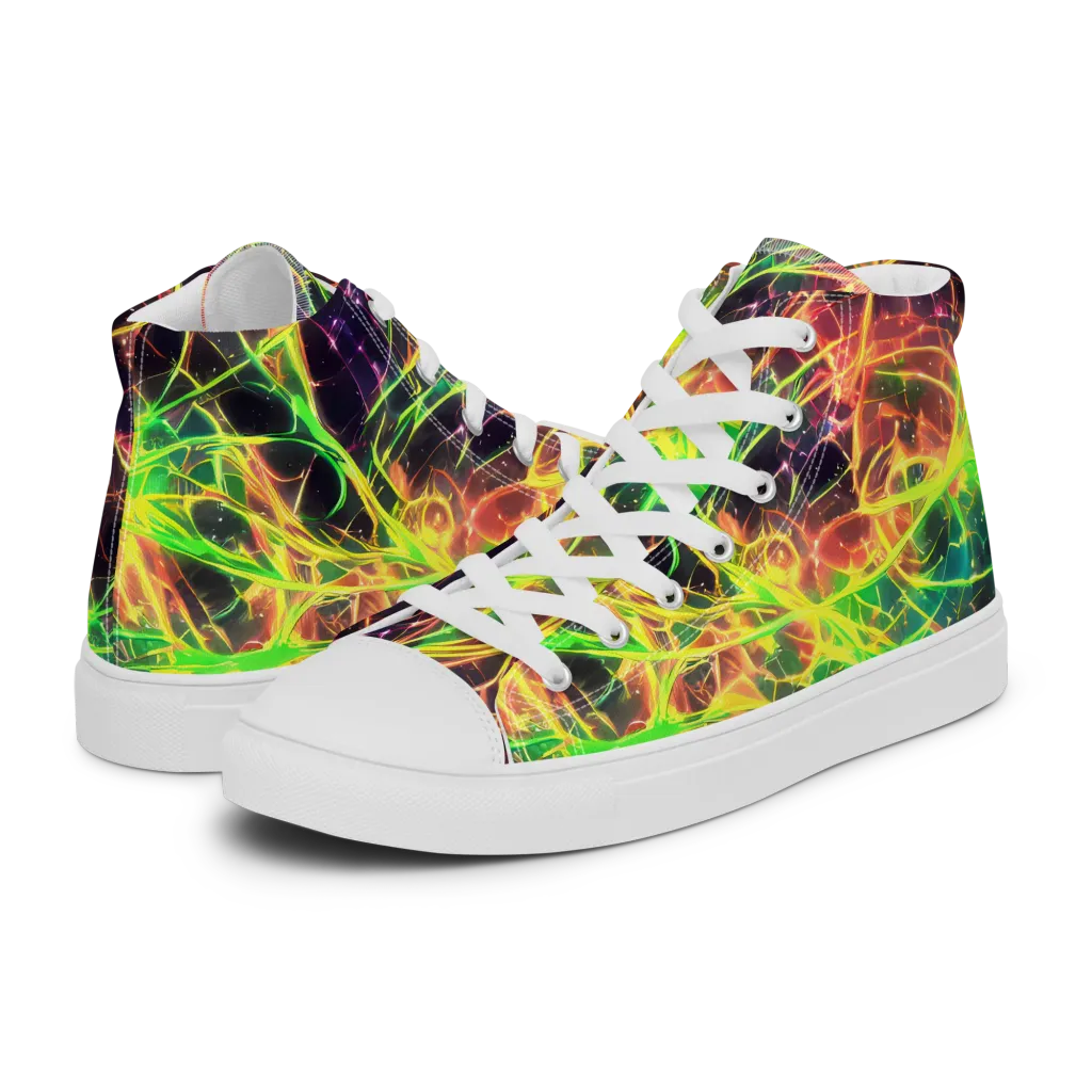 Inferno Veins on Women's High Top Canvas Shoes — Left