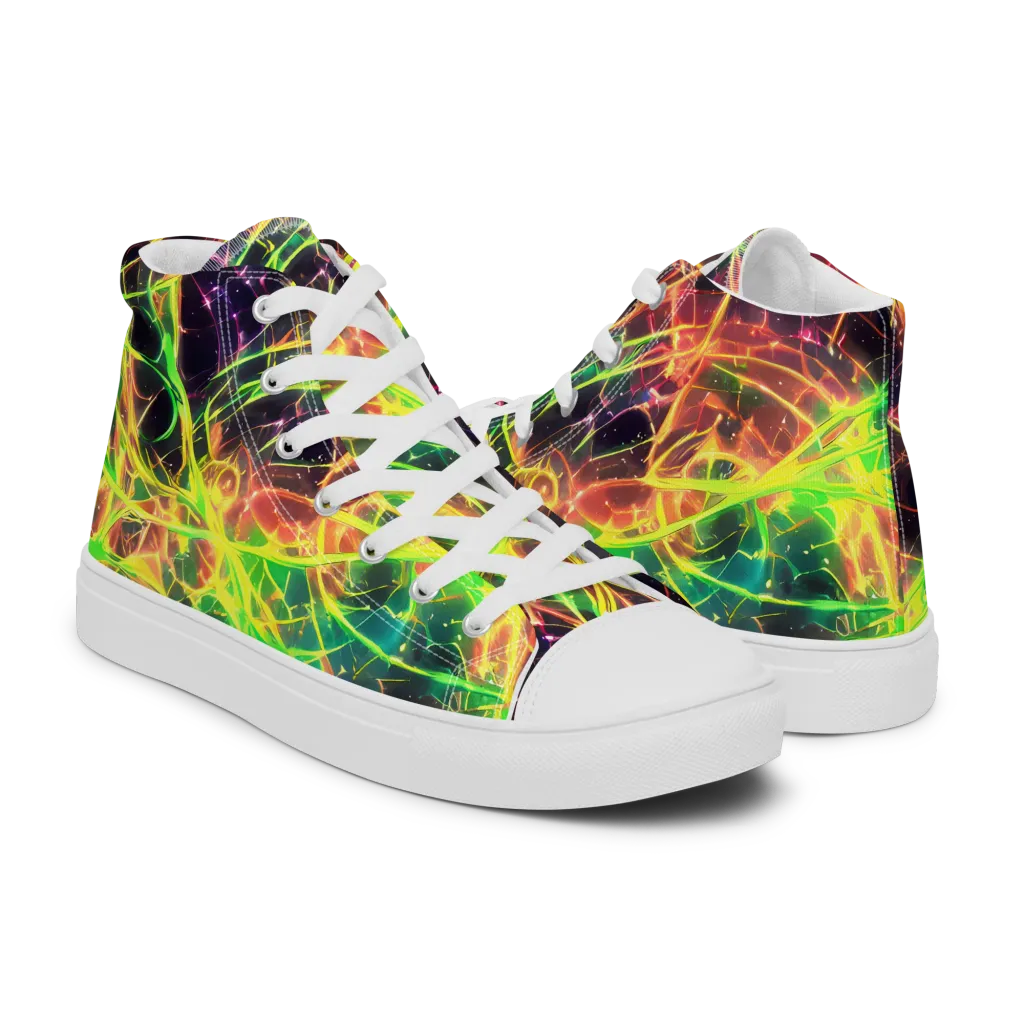 Inferno Veins on Women's High Top Canvas Shoes — Right