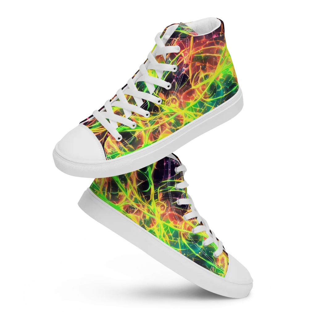 Inferno Veins on Women's High Top Canvas Shoes — Front