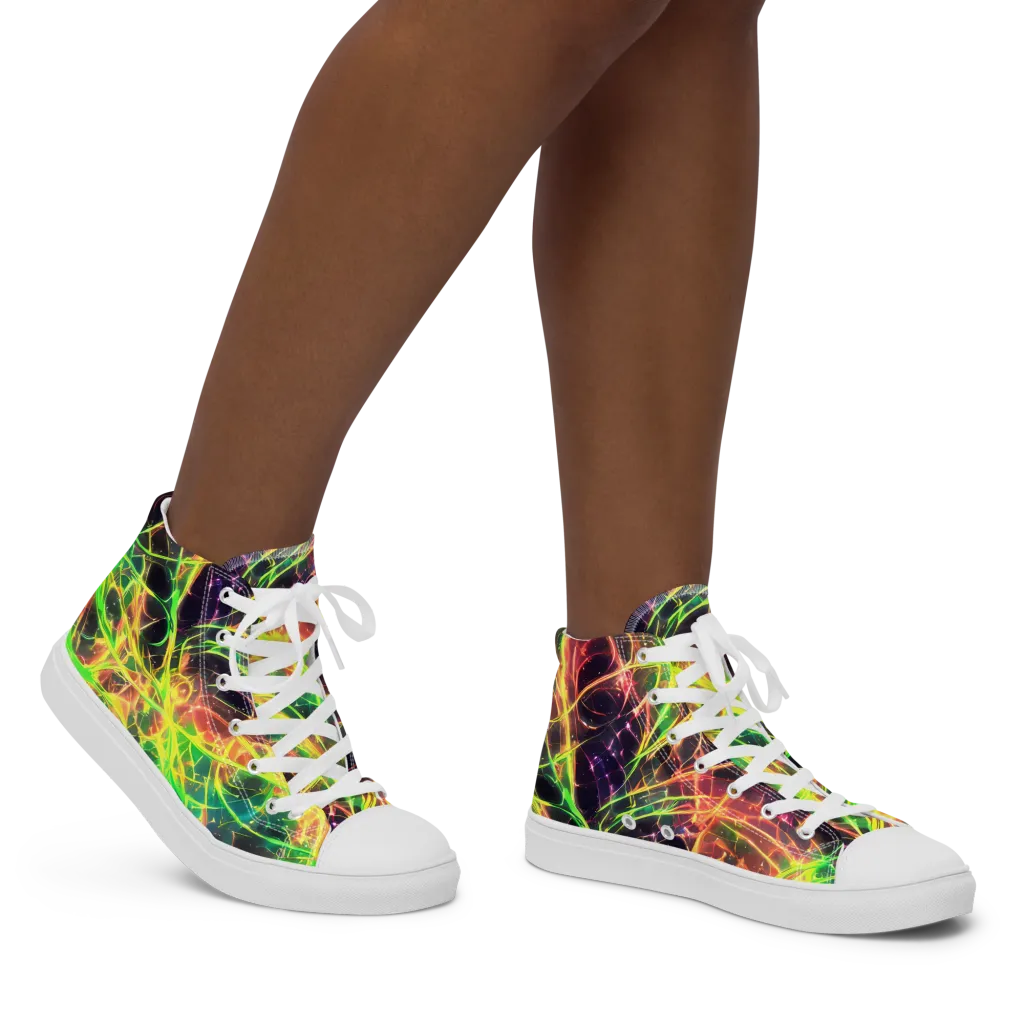 Inferno Veins on Women's High Top Canvas Shoes — Right