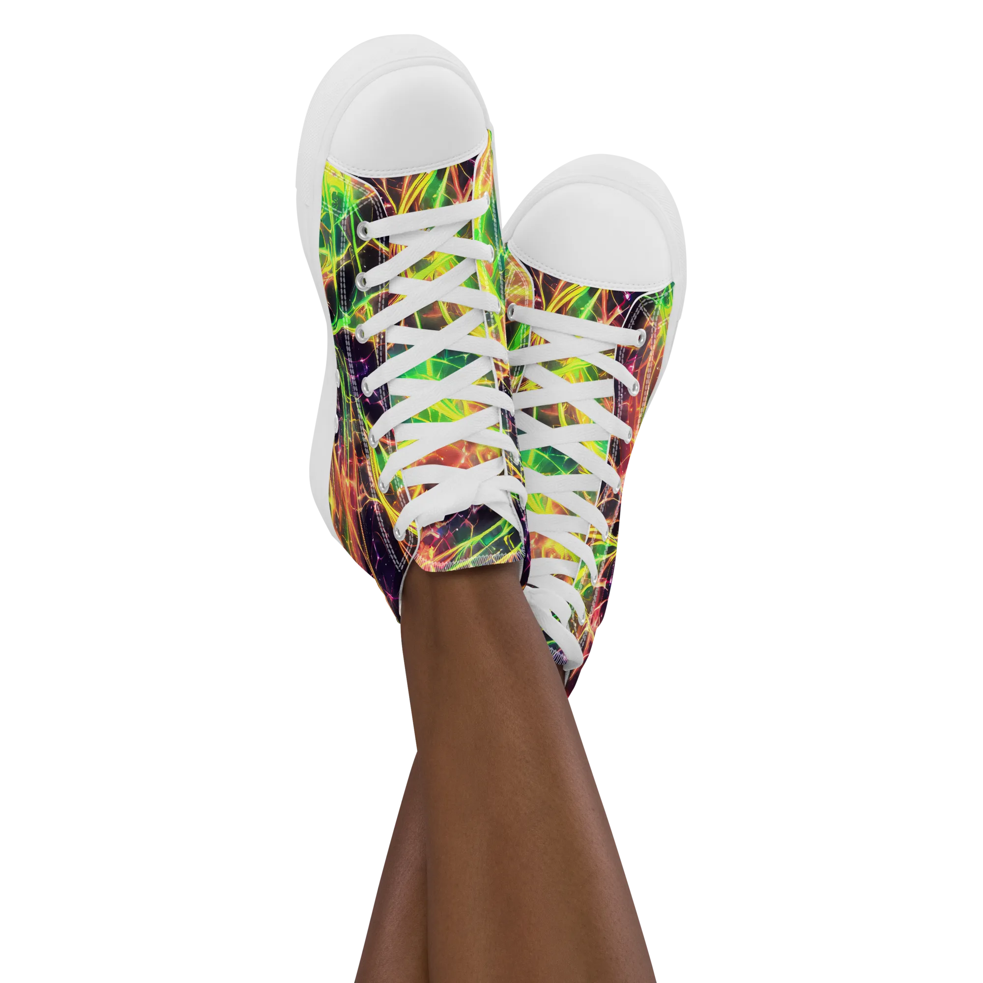 Inferno Veins on Women's High Top Canvas Shoes — Front
