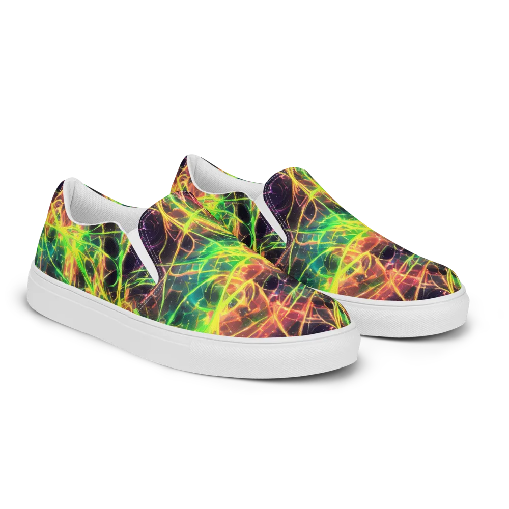 Inferno Veins on Men's Slip-On Canvas Shoes — Right Front