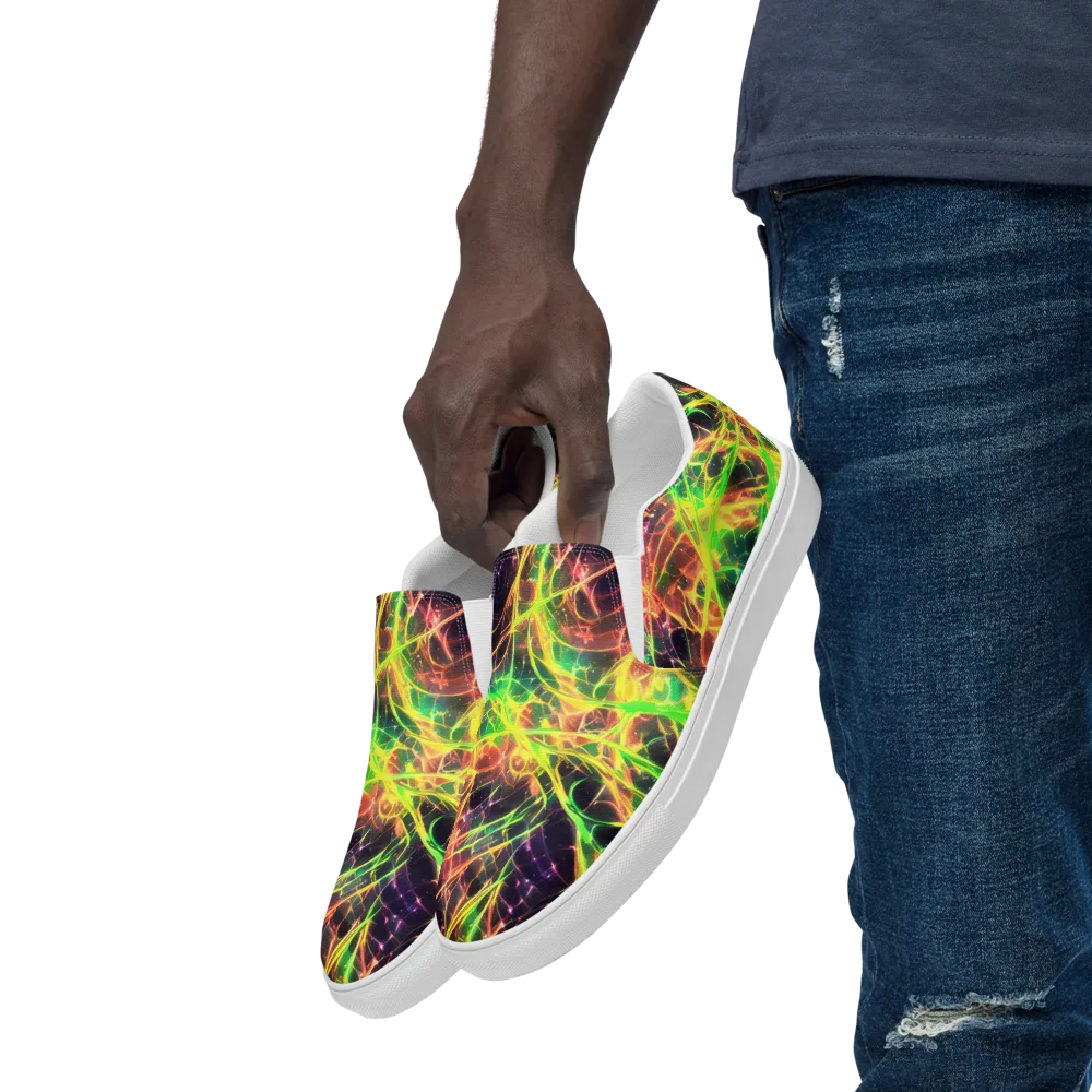 Inferno Veins on Men's Slip-On Canvas Shoes — Left Front
