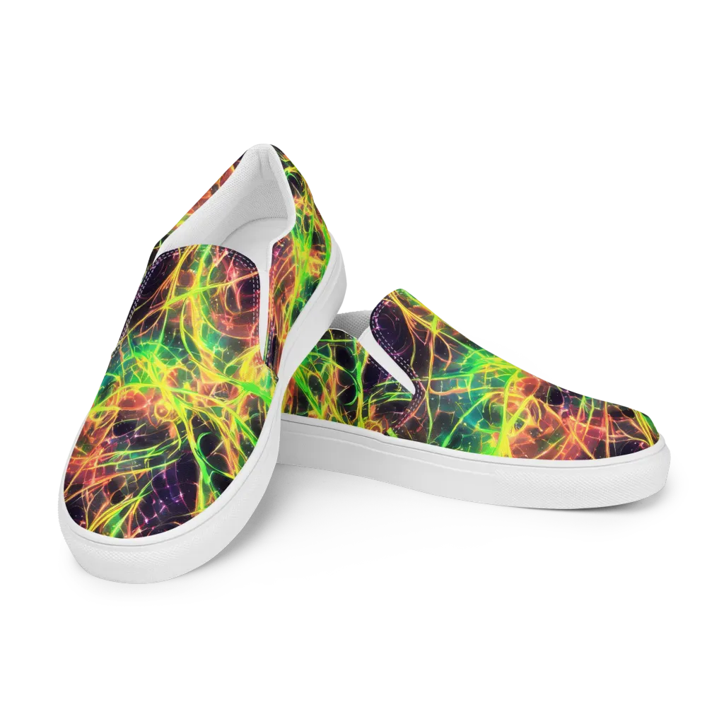 Inferno Veins on Women's Slip-On Canvas Shoes — Left Front